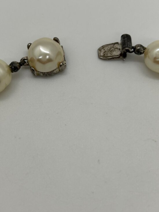 Vintage Faux Baroque Pearl Choker Necklace 15" With Box Clasp Elegant - Picture 12 of 16
